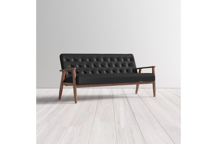 rika 85'' faux leather square arm sofa